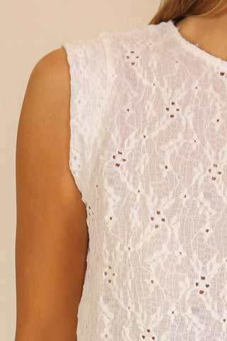 Melanie Cream Eyelet Top