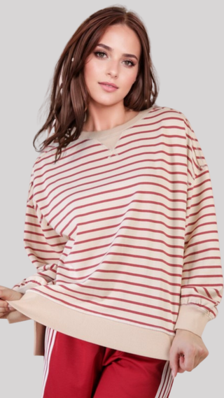 Hallie Beige/Brick Pullover