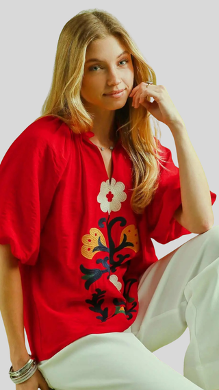 Presley Tomato Print Top