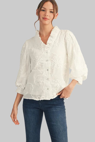 Whitley White Textured Blouse