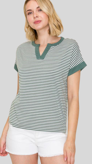 Janelle Green Stripe Top