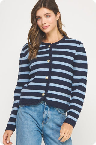 Nora Navy/Chambray Cardigan
