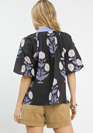 Monica Black Print Top