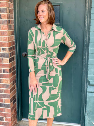 Ramona Green Print Dress