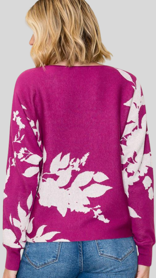 Caiya Magenta Print Sweater