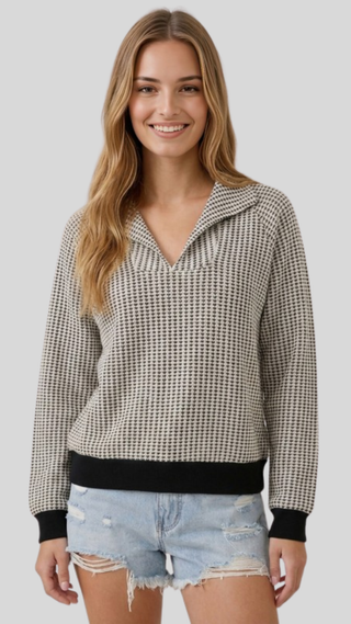 Andi Blk/Wht Two Tone Sweatshirt