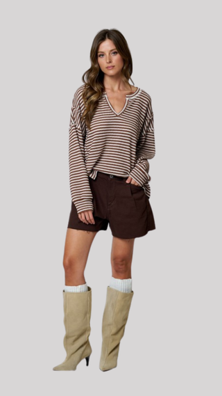 Mel Mocha/Ivory Textured Top