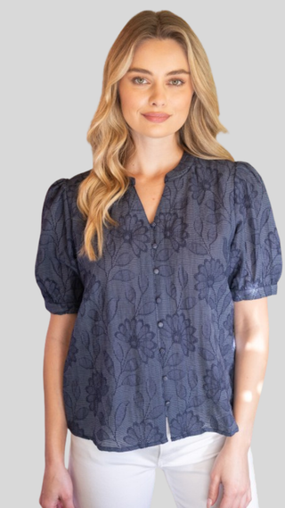 Lora Navy Floral Top