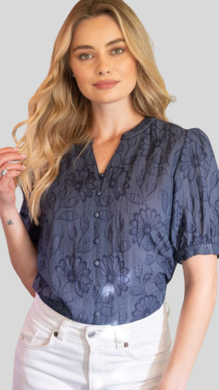 Lora Navy Floral Top