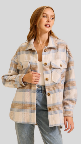 Grace L.Blue Plaid Shacket