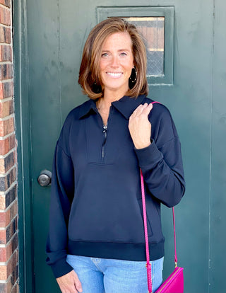 Monica Black Zip Pullover