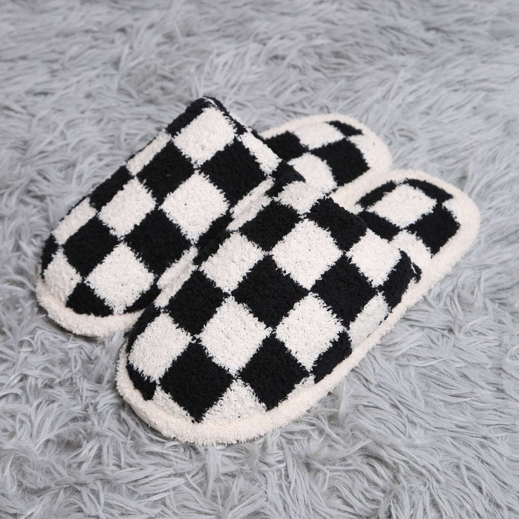 Jaycee Black Checkered Slippers