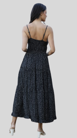 Corina Black Polka Dot Midi Dress