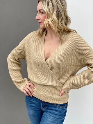 Jane Taupe Crossover Sweater