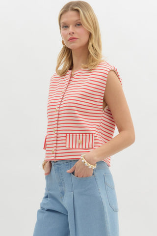 Kayley Red Stripe Top