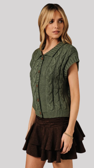 Tanya Olive Button Cardigan