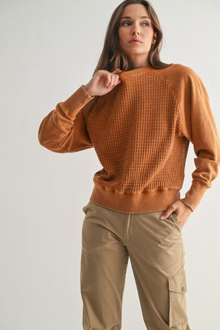 Mandy Amber Waffle Pullover