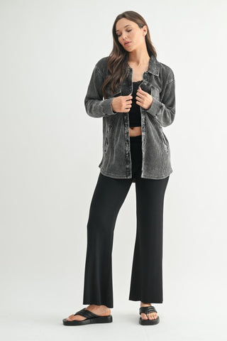 Sheri Black Waffle Shacket