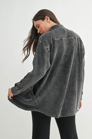 Sheri Black Waffle Shacket
