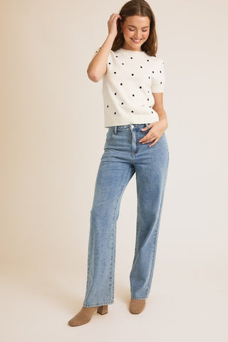 Violet Ivory Polka Dot Sweater