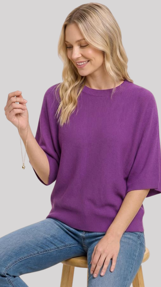 Hannah Purple Short Sleeve Sweater