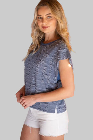 Marley Blue Distressed Top