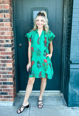 Daidra Green Floral Dress