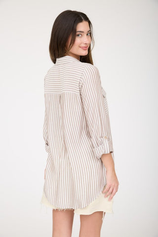 Avery Brown Pinstripe Top