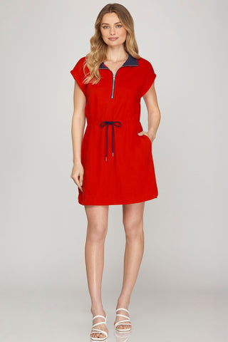 Jennifer Red/Navy Dress