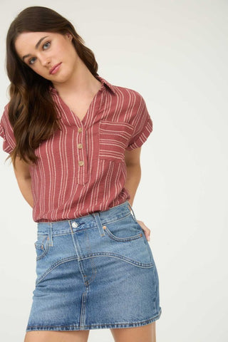 Wendi Burgundy Stripe Top