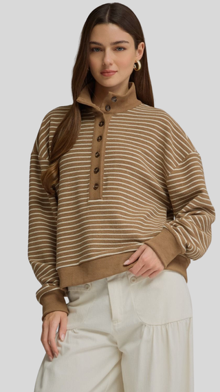 Nora Camel Stripe Pullover