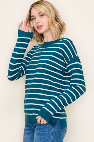 Anna Teal Stripe Sweater