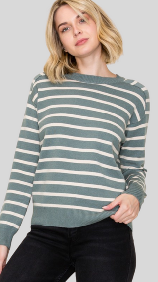 Callie Dusty Jade Stripe Sweater