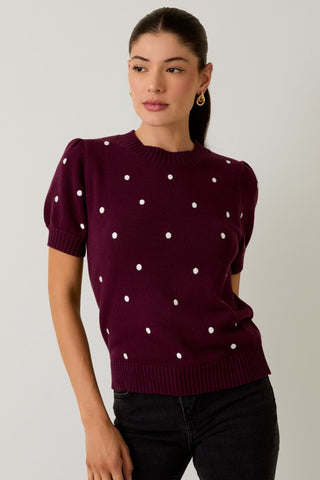 Violet Merlot Polka Dot Sweater