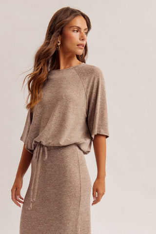 Cora Brown Drawstring Sweater