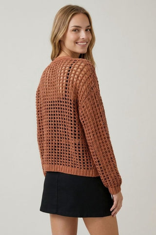 Daidra Clay Open Weave Cardigan