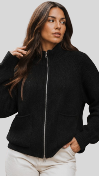 Julissa Black Zip Sweater