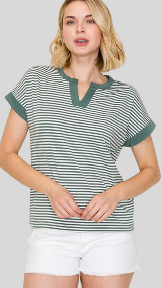 Janelle Green Stripe Top