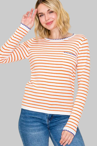 Alice Orange & White Sweater