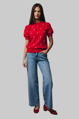 Violet Red Polka Dot Sweater