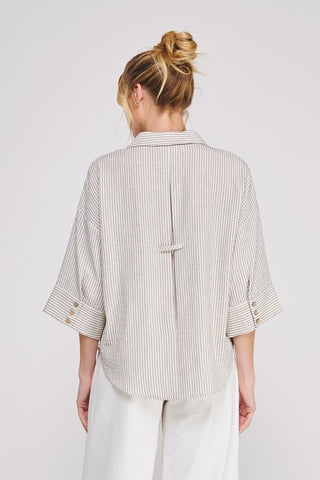Kendra Stripe Woven Button Down