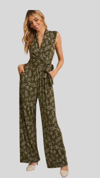 Gretti Olive Floral Jumpsuit