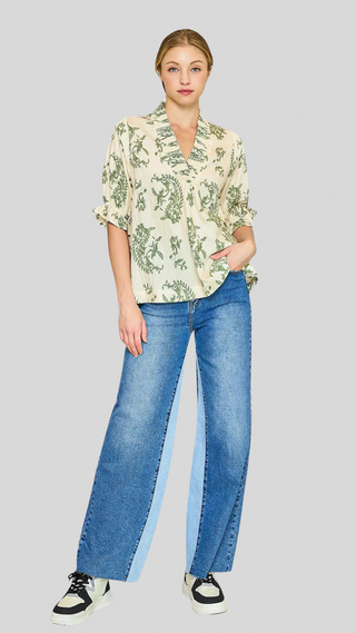 Collette Green Print Top