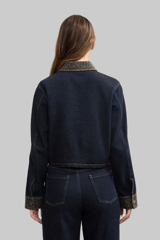 Jonna Leopard Collar Denim Shacket