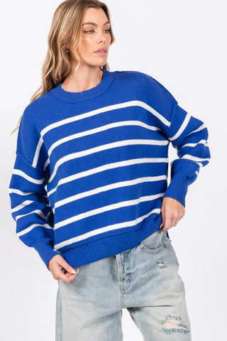 Marty Royal/White Stripe Sweater