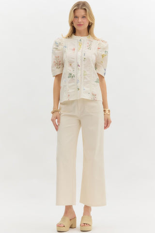 Bailee Cream Print Top