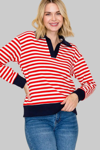 Silvia Red Stripe Pullover