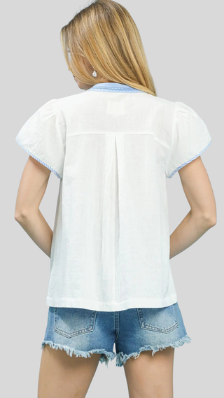 Elvia Off White Print Top