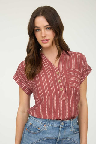 Wendi Burgundy Stripe Top