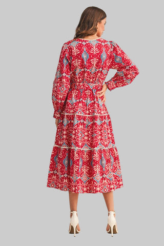 Rachelle Red Print Dress
